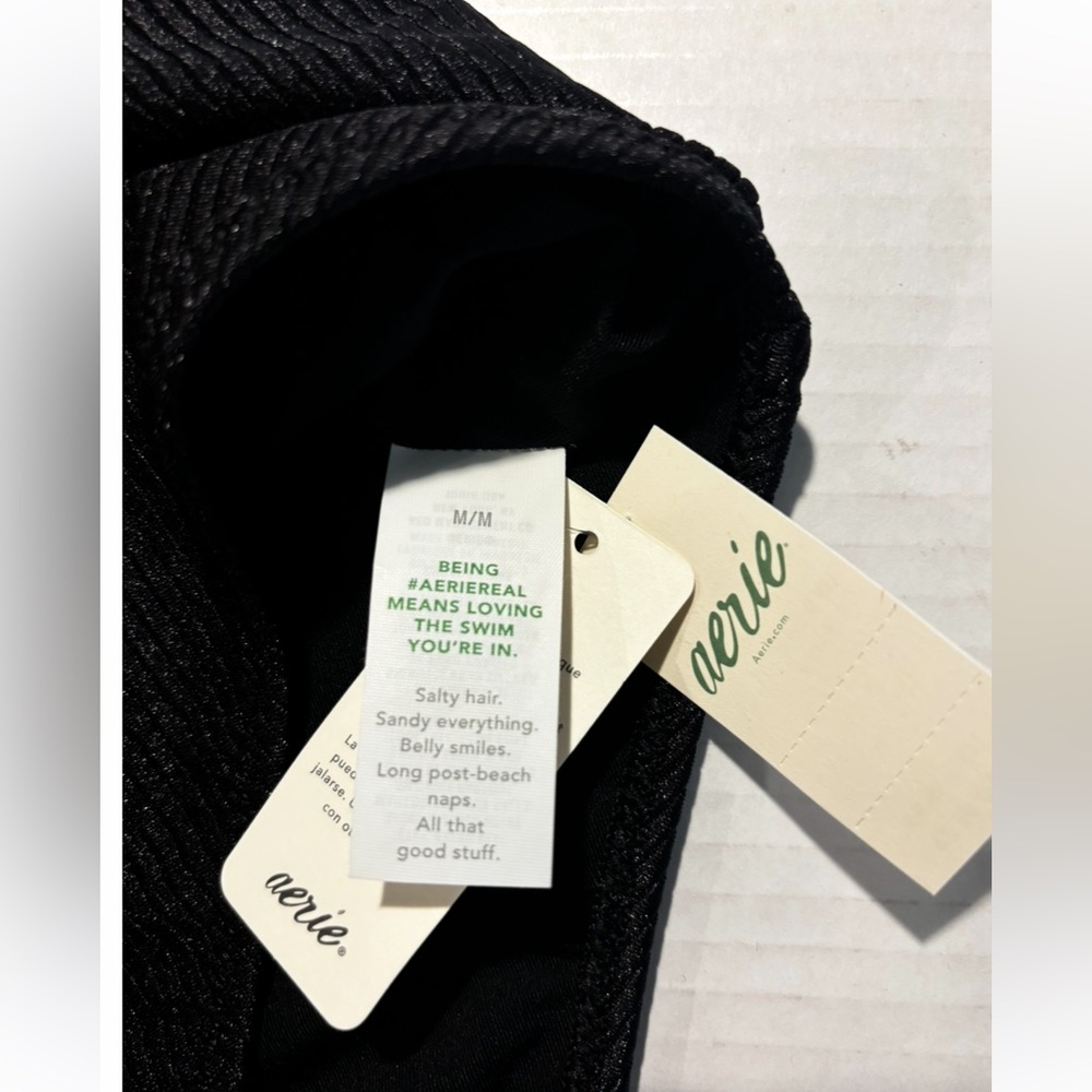 Aerie Shine Rib Full Coverage Black One Piece Swimsuit Women’s Size M NWT - Picture 7 of 16